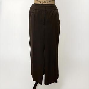 Brown Career‎ Dress Pants Wide Leg Trousers Business Casual Work Size 14 Petite